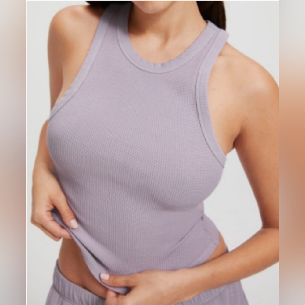 NWT Good American Women's Lilac Mist Thermal 90s Tank Top Size Small (GA 1)